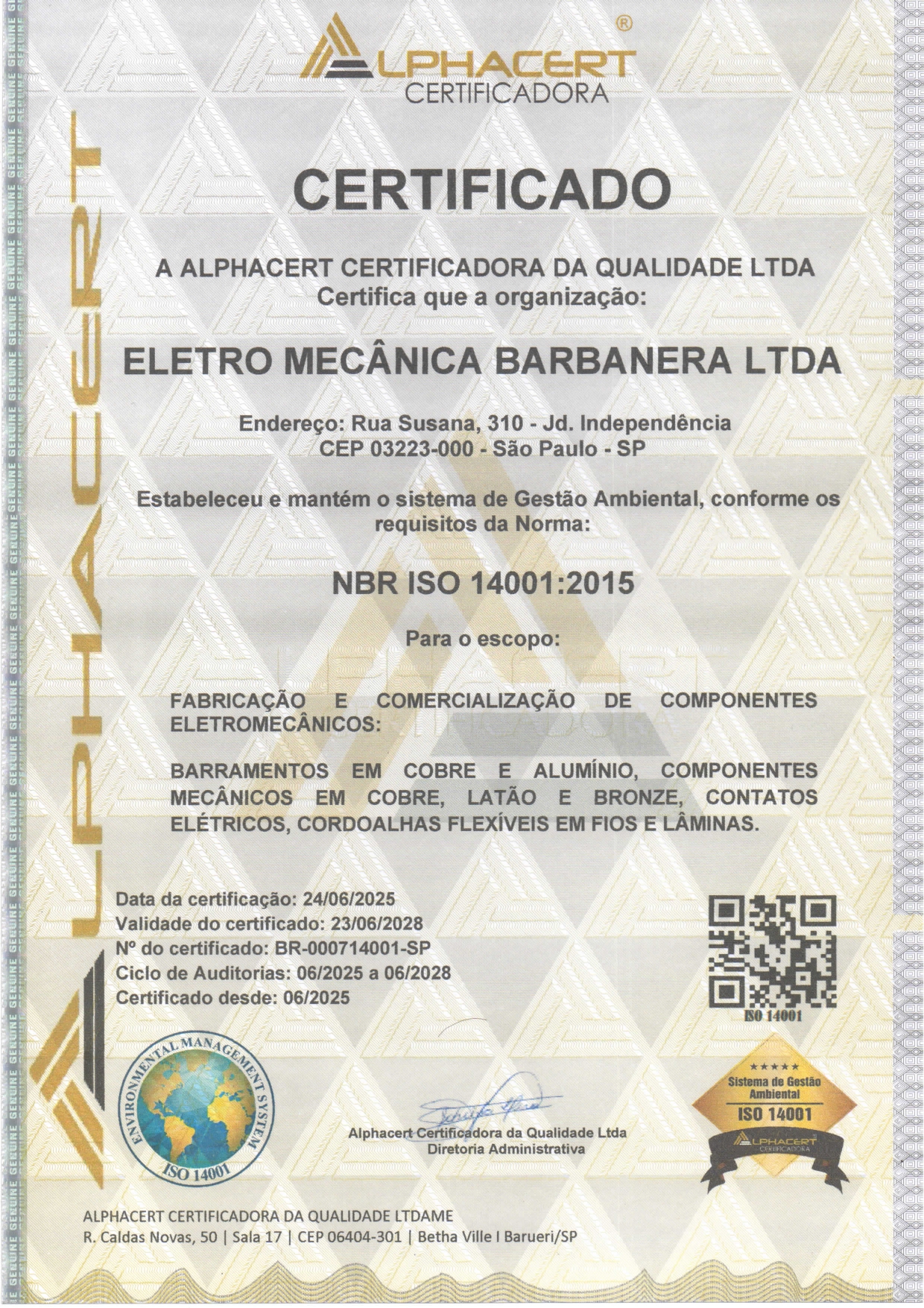 Certificado ISO 14001:2015